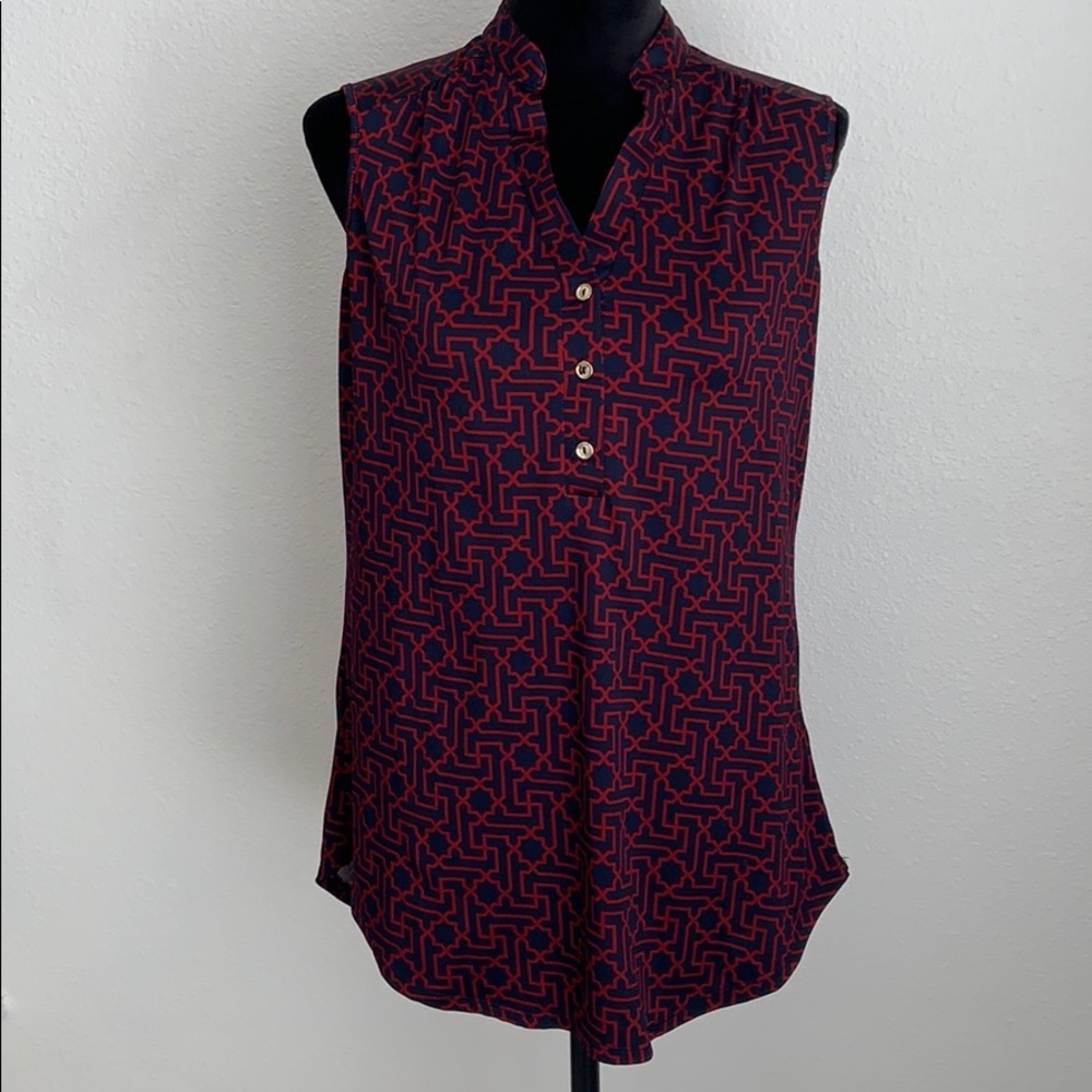 Navy and maroon sleeveless top